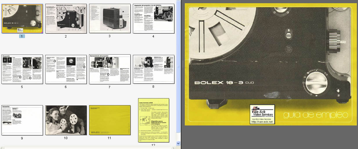 Bolex 18-3 Duo Projector Manual